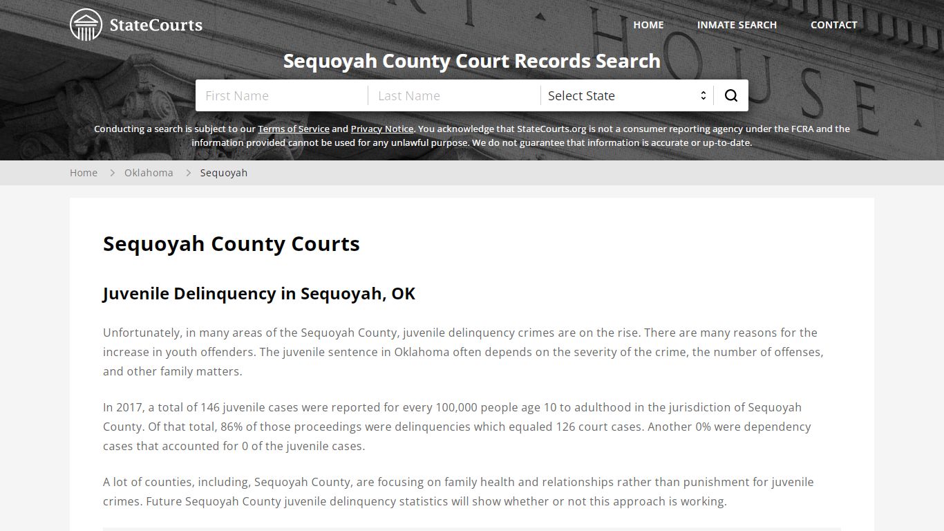 Sequoyah County, OK Courts - Records & Cases - StateCourts