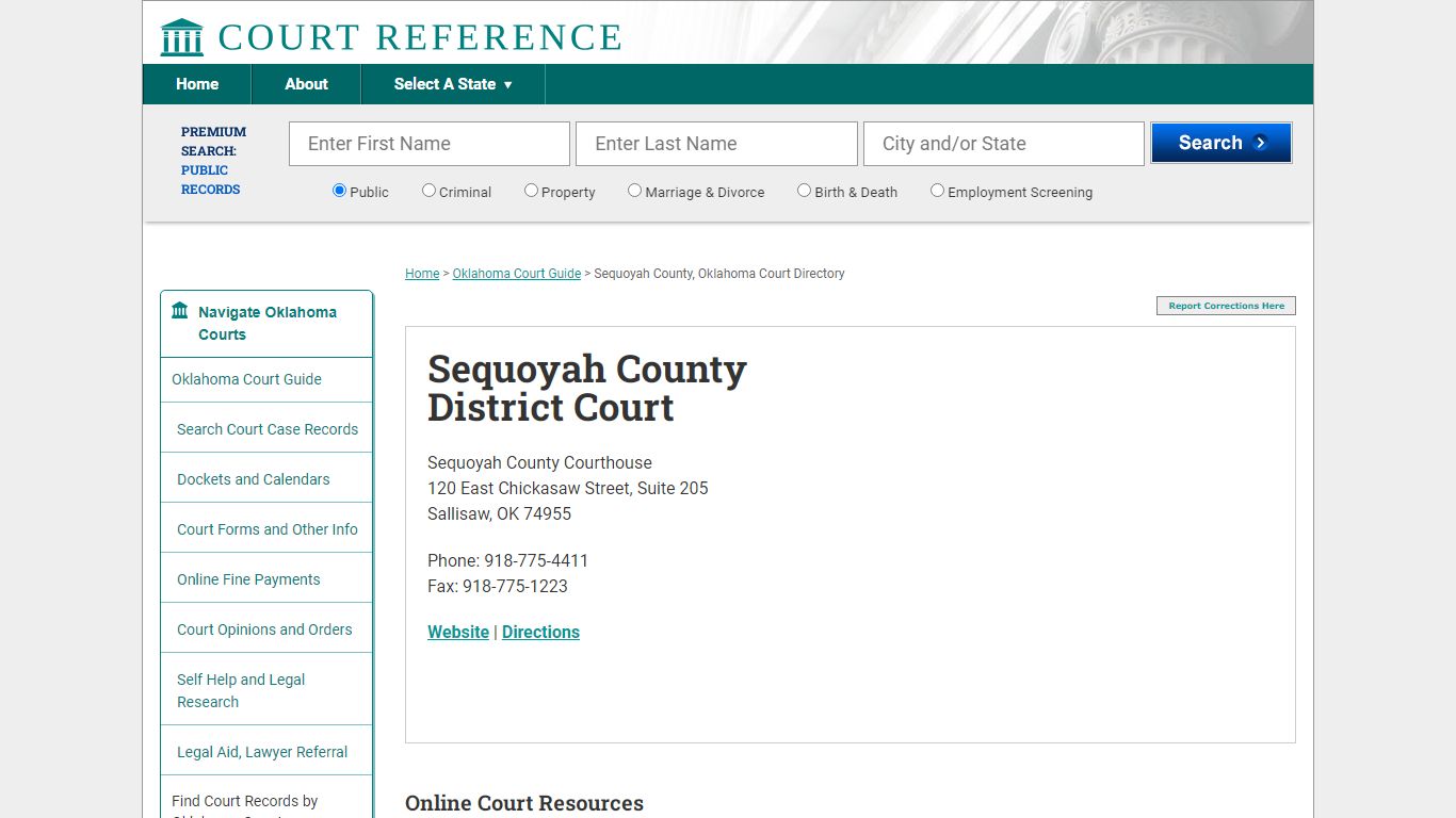 Sequoyah County District Court - CourtReference.com